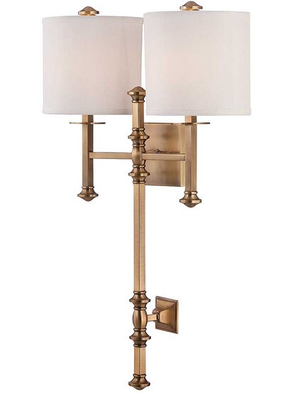 Devon 2-Light Wall Sconce in Warm Brass.